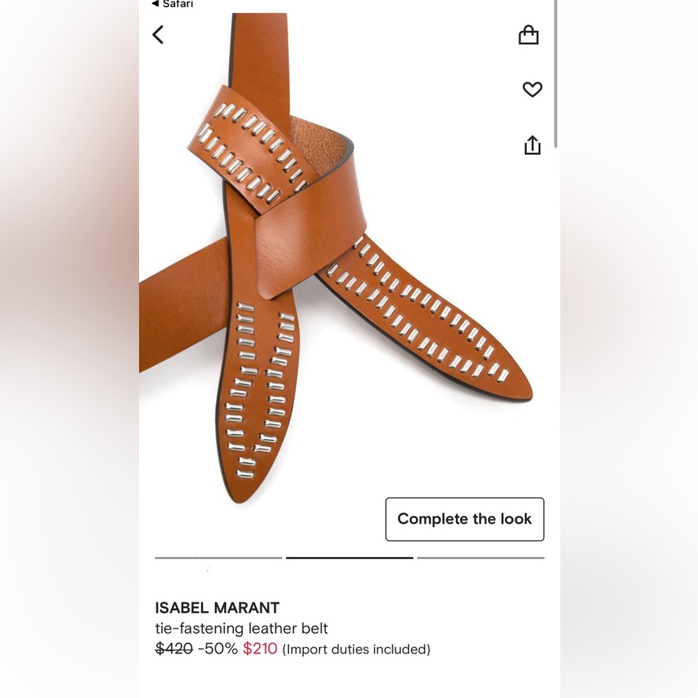 NWOT ISABEL MARANT Lecce Studded Leather Belt in TAN medium - Picture 2 of 6